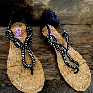 Dolce  by Mojo Moxy Black Jeweled Sandals